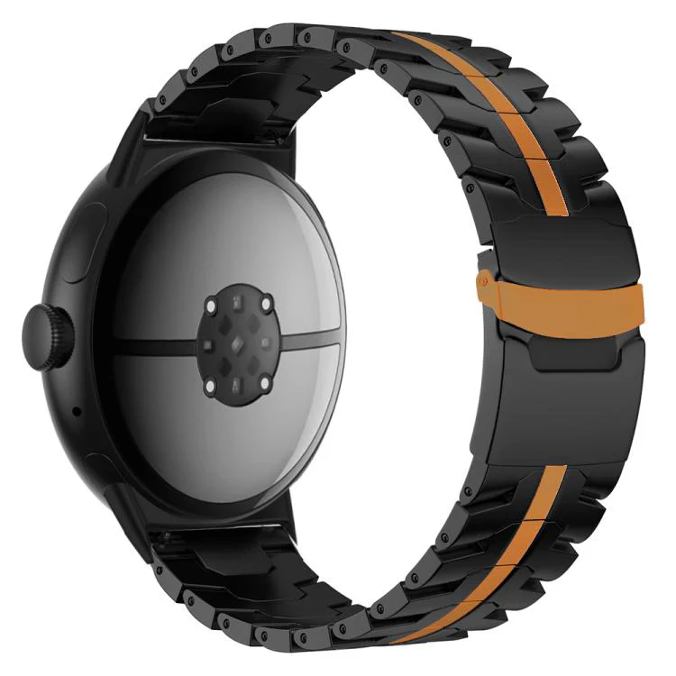 For Google Pixel Watch 4 / 3 45mm Split Design Iron Man Safety Buckle Titanium Alloy Watch Band(Black Orange)