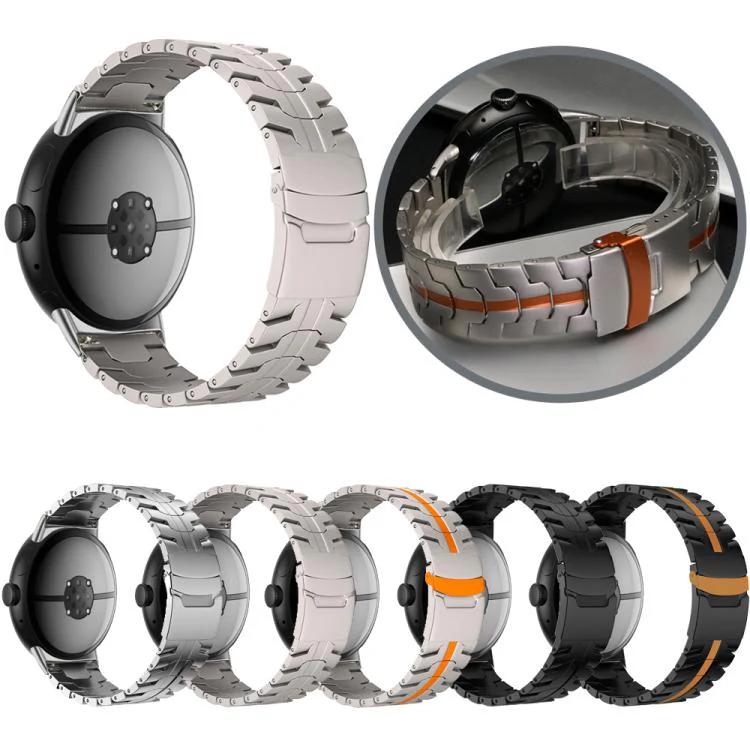For Google Pixel Watch 4 / 3 45mm Split Design Iron Man Safety Buckle Titanium Alloy Watch Band(Black Orange) - Image 2