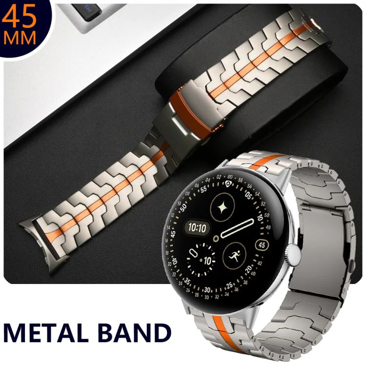 For Google Pixel Watch 4 / 3 45mm Split Design Iron Man Safety Buckle Titanium Alloy Watch Band(Silver) - Image 3