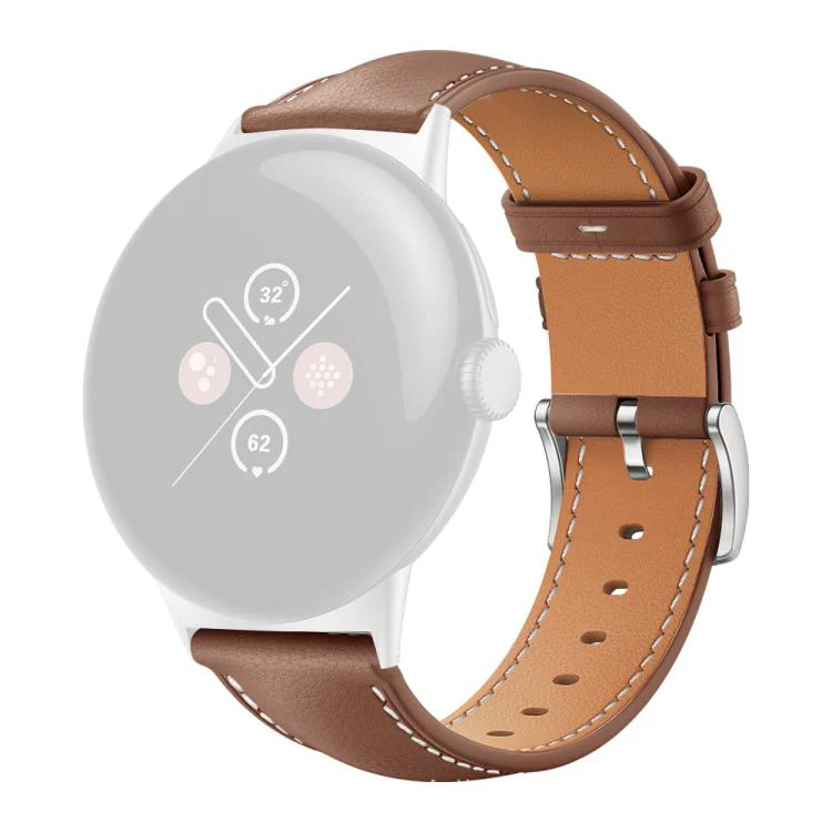 For Google Pixel Watch 4 / 3 45mm xDfind Flat Head Black Shark Fine Grain Leather Watch Band(Coffee) - Image 2