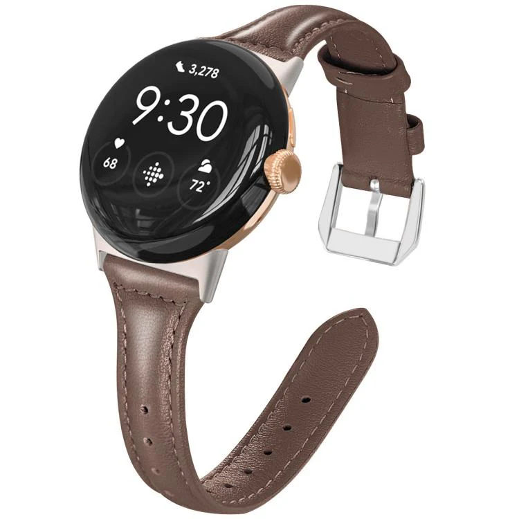 For Google Pixel Watch 4 / 3 45mm xDfind Slim Genuine Leather Watch Band(Cocoa)