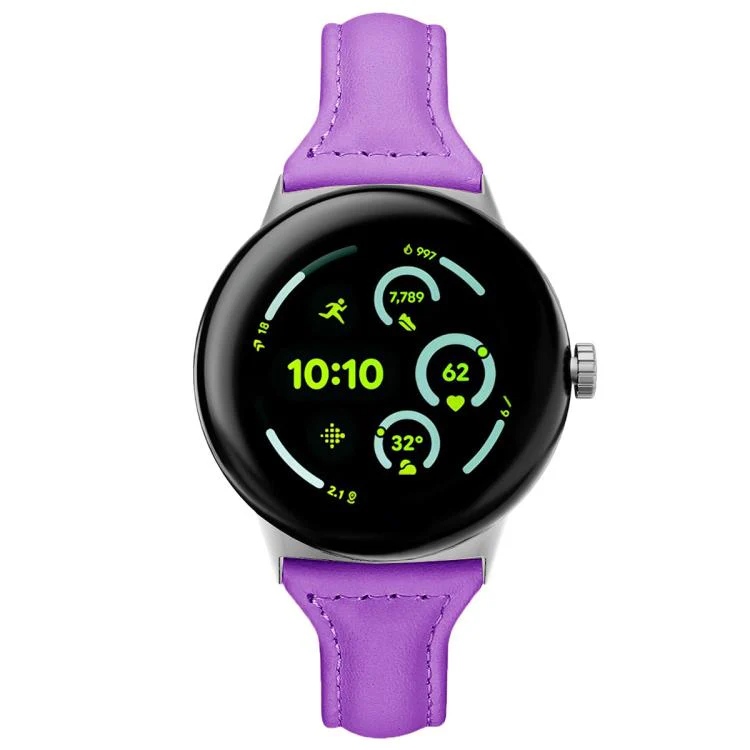 For Google Pixel Watch 4 / 3 45mm xDfind Slim Genuine Leather Watch Band(Dark Purple) - Image 2
