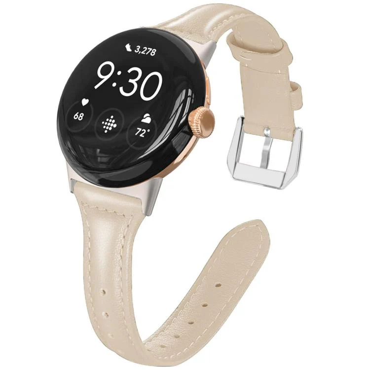 For Google Pixel Watch 4 / 3 45mm xDfind Slim Genuine Leather Watch Band(Ivory White)