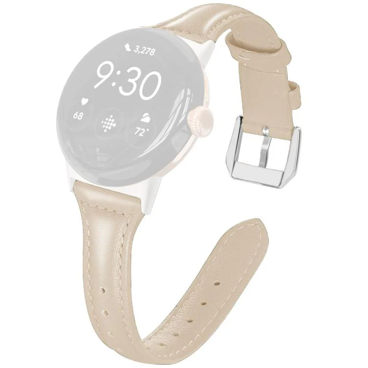 For Google Pixel Watch 4 / 3 45mm xDfind Slim Genuine Leather Watch Band(Ivory White) - Image 2