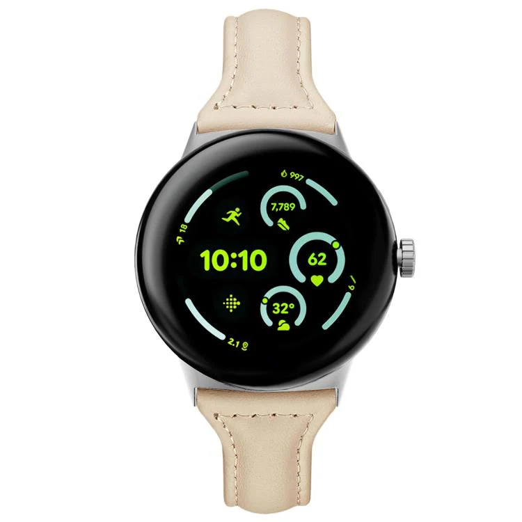 For Google Pixel Watch 4 / 3 45mm xDfind Slim Genuine Leather Watch Band(Ivory White) - Image 3