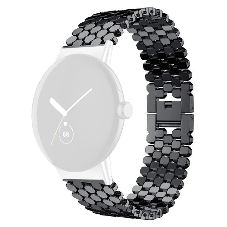 For Google Pixel Watch 4 / Watch 3 45mm xDfind Fish Scale Texture Metal Watch Band(Black) - Image 2