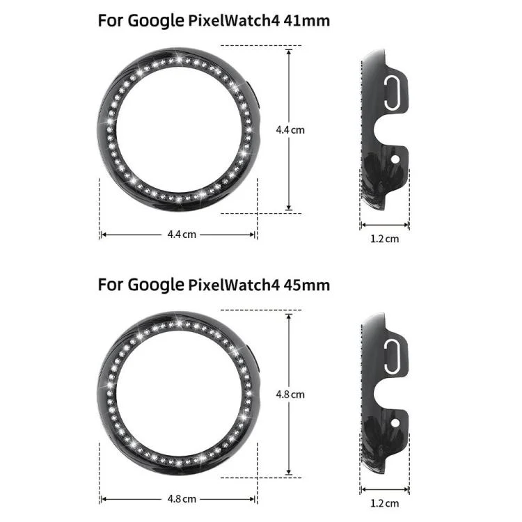 For Google Pixel Watch4 41mm Single Row Diamond Hollow PC Watch Protective Cover(Gun Metal) - Image 3
