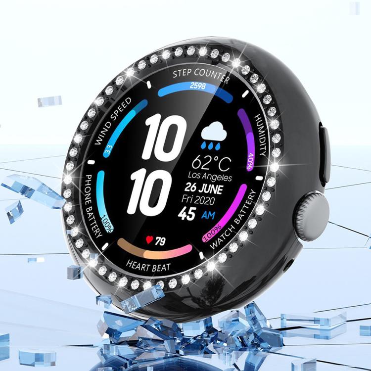 For Google Pixel Watch4 41mm Single Row Diamond Hollow PC Watch Protective Cover(Gun Metal) - Image 5