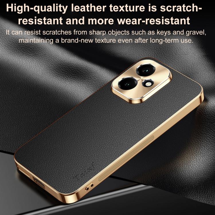 For Honor 400 Global 156.5mm Electroplated Frame Litchi Texture PC + TPU Vegan Leather Phone Case(Black) - Image 6