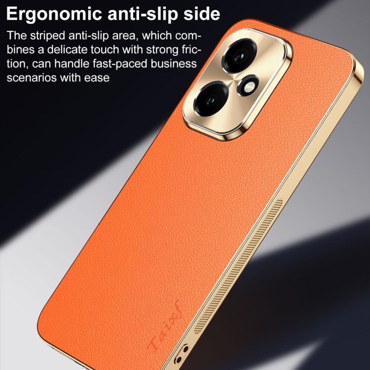 For Honor 400 Global 156.5mm Electroplated Frame Litchi Texture PC + TPU Vegan Leather Phone Case(Blue) - Image 10