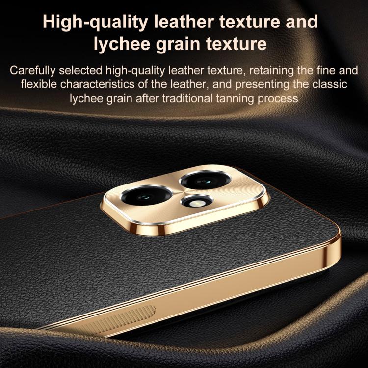 For Honor 400 Global 156.5mm Electroplated Frame Litchi Texture PC + TPU Vegan Leather Phone Case(Blue) - Image 4