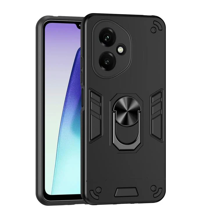 For Honor 400 Global 156.5mm WANLONFENG Armor Kickstand Shockproof Phone Case with 2pcs Screen Films(Black) - Image 2
