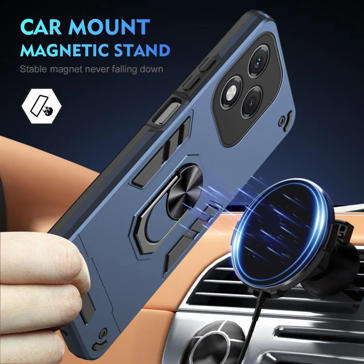 For Honor 400 Lite Global WANLONFENG Armor Kickstand Shockproof Phone Case with 2pcs Screen Films(Blue) - Image 3