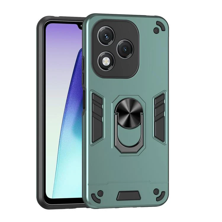 For Honor 400 Lite Global WANLONFENG Armor Kickstand Shockproof Phone Case with 2pcs Screen Films(Green) - Image 2