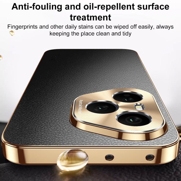 For Honor 400 Pro Global 160.8mm Electroplated Frame Litchi Texture PC + TPU Vegan Leather Phone Case(Orange) - Image 11