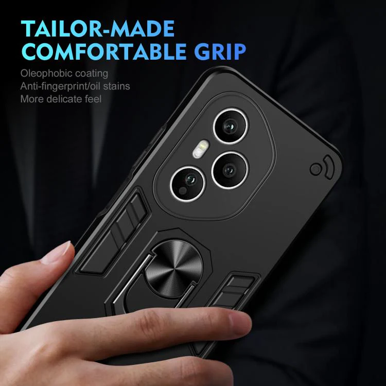 For Honor 400 Pro Global 160.8mm WANLONFENG Armor Kickstand Shockproof Phone Case with 2pcs Screen Films(Black) - Image 6