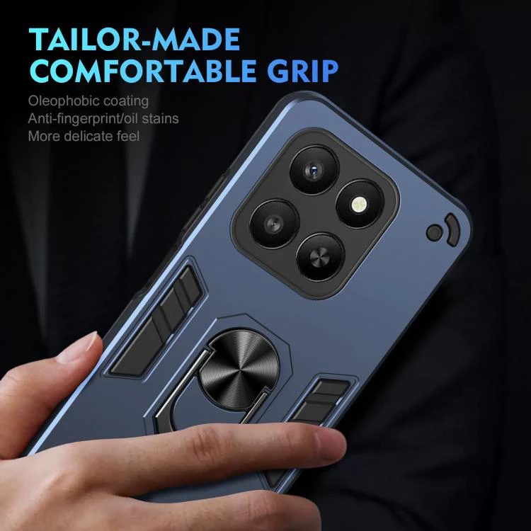 For Honor 400 Smart 5G / 4G / X7d 4G WANLONFENG Armor Kickstand Shockproof Phone Case with 2pcs Screen Films(Blue) - Image 6