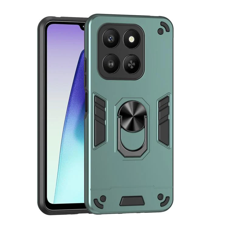 For Honor 400 Smart 5G / 4G / X7d 4G WANLONFENG Armor Kickstand Shockproof Phone Case with 2pcs Screen Films(Green) - Image 2