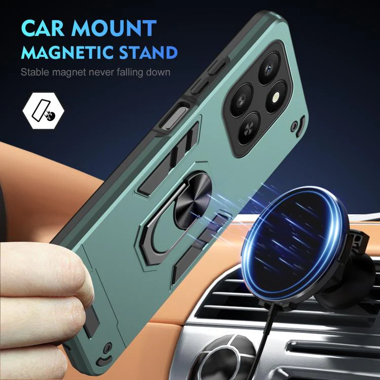 For Honor 400 Smart 5G / 4G / X7d 4G WANLONFENG Armor Kickstand Shockproof Phone Case with 2pcs Screen Films(Green) - Image 3