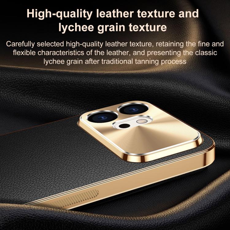 For Honor 600 Global Electroplated Frame Litchi Texture PC + TPU Vegan Leather Phone Case(Blue) - Image 4