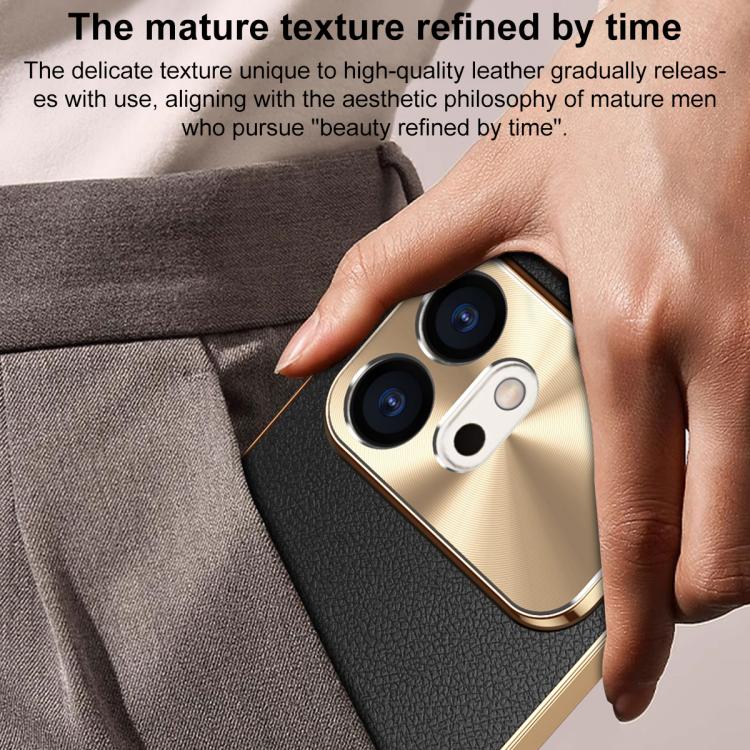 For Honor 600 Global Electroplated Frame Litchi Texture PC + TPU Vegan Leather Phone Case(Orange) - Image 9
