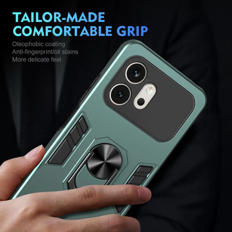 For Honor 600 Global WANLONFENG Armor Kickstand Shockproof Phone Case with 2pcs Screen Films(Green) - Image 6