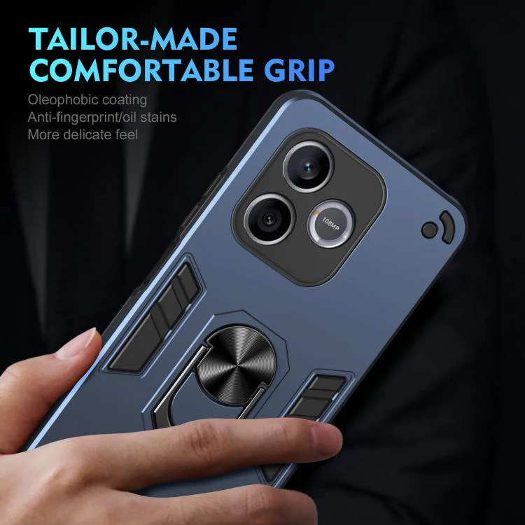 For Honor 600 Lite Global WANLONFENG Armor Kickstand Shockproof Phone Case with 2pcs Screen Films(Blue) - Image 6