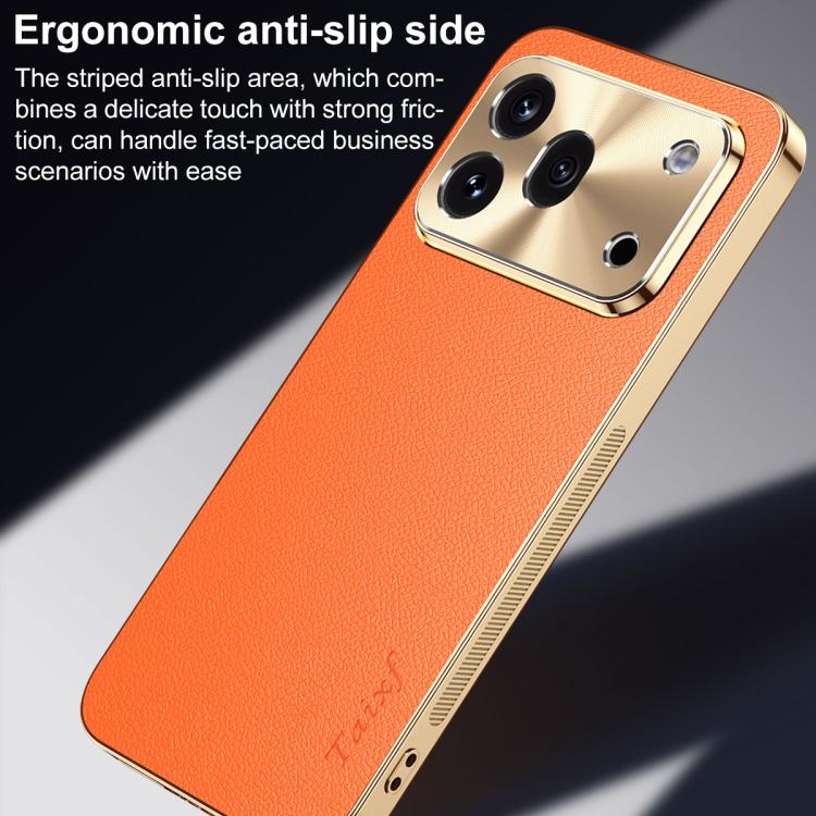 For Honor 600 Pro Global Electroplated Frame Litchi Texture PC + TPU Vegan Leather Phone Case(Orange) - Image 10