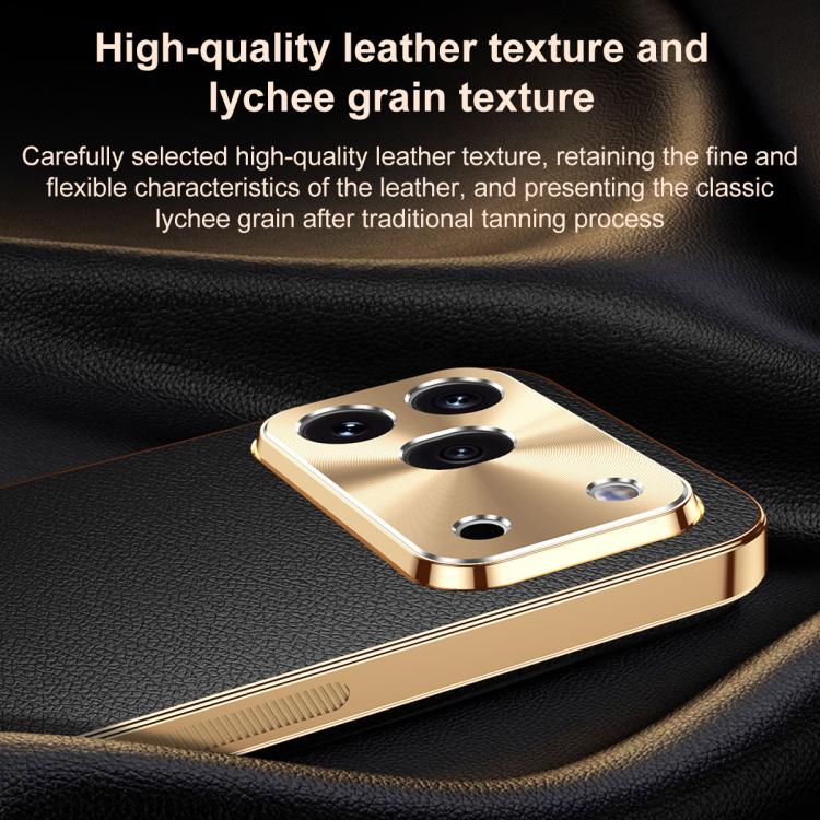 For Honor 600 Pro Global Electroplated Frame Litchi Texture PC + TPU Vegan Leather Phone Case(Orange) - Image 4