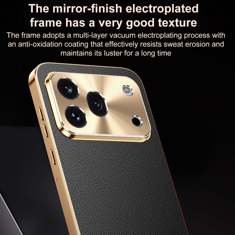 For Honor 600 Pro Global Electroplated Frame Litchi Texture PC + TPU Vegan Leather Phone Case(Orange) - Image 5