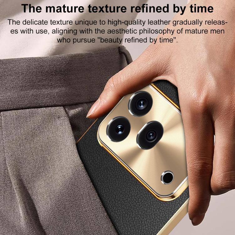 For Honor 600 Pro Global Electroplated Frame Litchi Texture PC + TPU Vegan Leather Phone Case(Orange) - Image 9