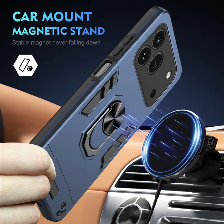 For Honor 600 Pro Global WANLONFENG Armor Kickstand Shockproof Phone Case with 2pcs Screen Films(Blue) - Image 3