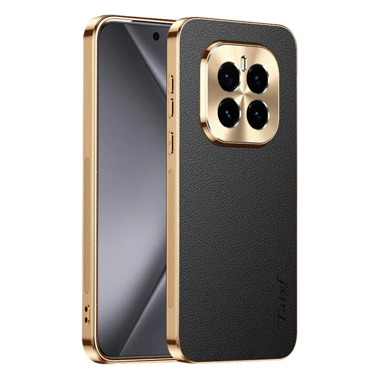 For Honor GT Pro Electroplated Frame Litchi Texture PC + TPU Vegan Leather Phone Case(Black)