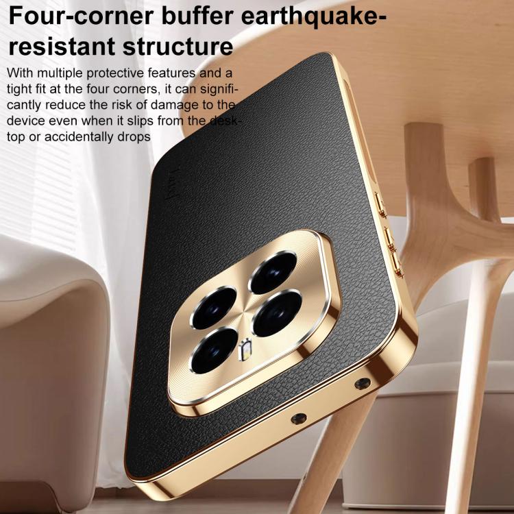 For Honor GT Pro Electroplated Frame Litchi Texture PC + TPU Vegan Leather Phone Case(Black) - Image 8