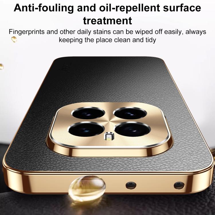 For Honor GT Pro Electroplated Frame Litchi Texture PC + TPU Vegan Leather Phone Case(Blue) - Image 11