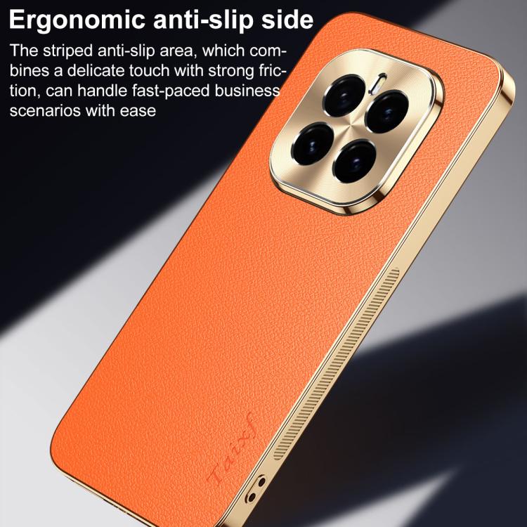 For Honor GT Pro Electroplated Frame Litchi Texture PC + TPU Vegan Leather Phone Case(Orange) - Image 10