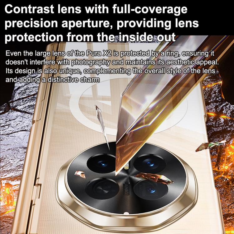 For Honor Magic V6 Electroplated Clear Spring Hinge Holder Integrated Film Magnetic Phone Case(Black) - Image 7