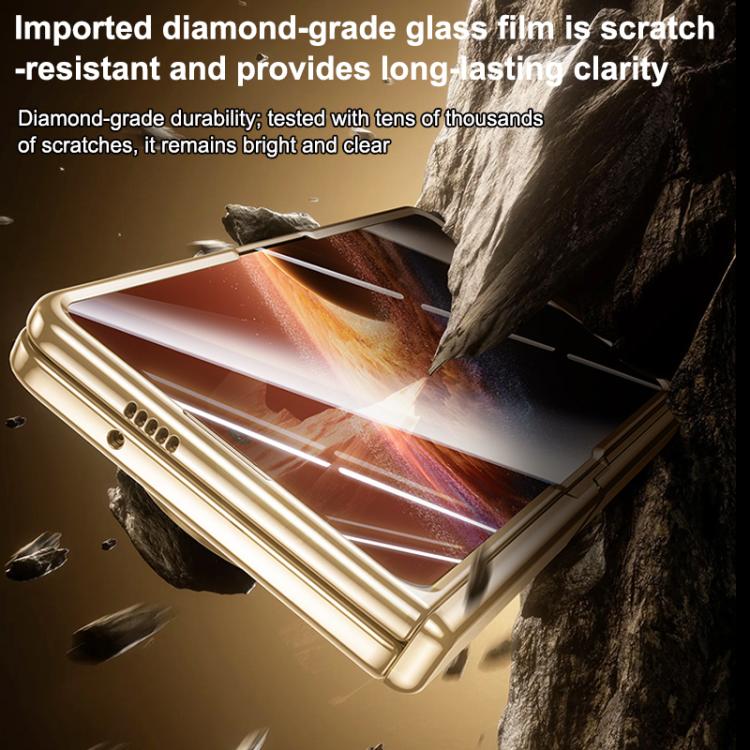 For Honor Magic V6 Electroplated Clear Spring Hinge Holder Integrated Film Magnetic Phone Case(Black) - Image 8