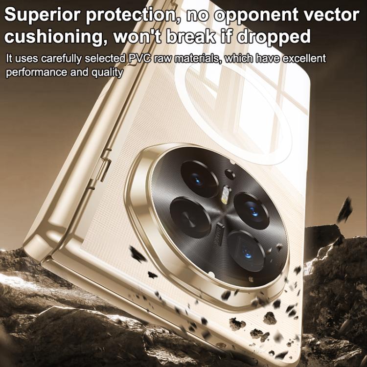 For Honor Magic V6 Electroplated Clear Spring Hinge Holder Integrated Film Magnetic Phone Case(White) - Image 9