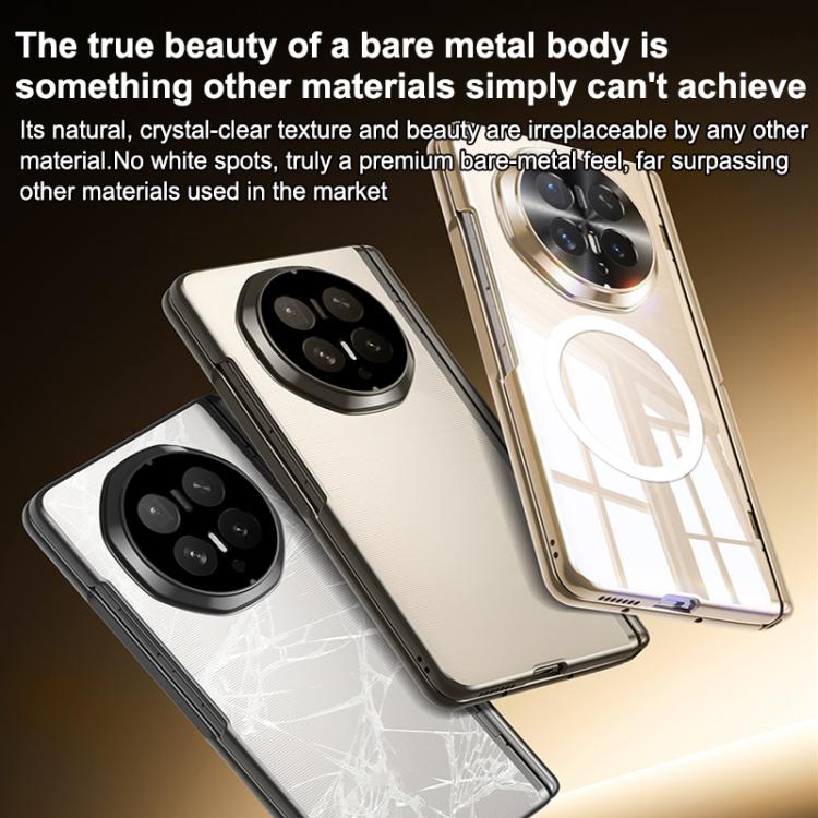 For Honor Magic V6 Electroplated Clear Spring Hinge Integrated Film Magnetic Phone Case(White) - Image 2