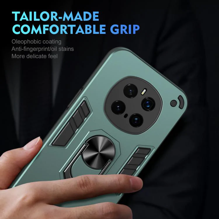 For Honor Magic7 Pro WANLONFENG Armor Kickstand Shockproof Phone Case with 2pcs Screen Films(Green) - Image 6