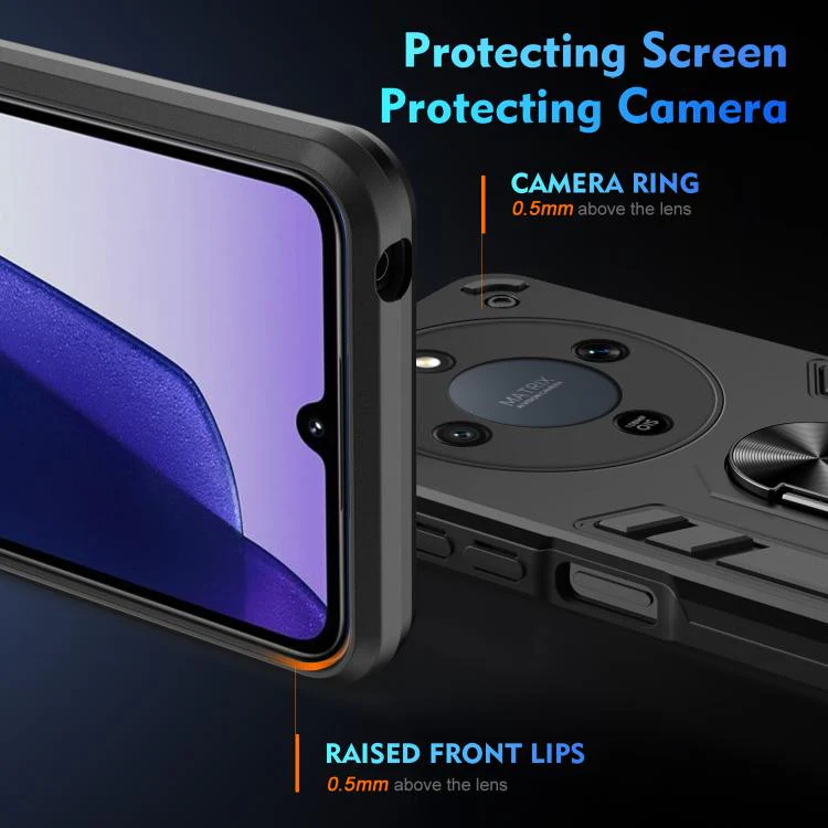 For Honor Magic8 Lite / X9d 5G / X70 5G WANLONFENG Armor Kickstand Shockproof Phone Case with 2pcs Screen Films(Black) - Image 4