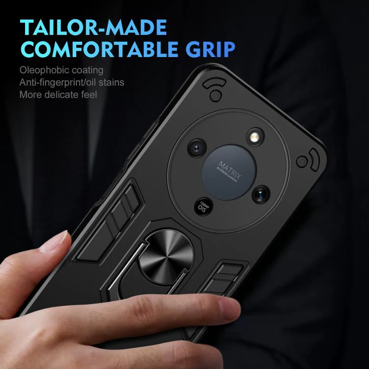 For Honor Magic8 Lite / X9d 5G / X70 5G WANLONFENG Armor Kickstand Shockproof Phone Case with 2pcs Screen Films(Black) - Image 6