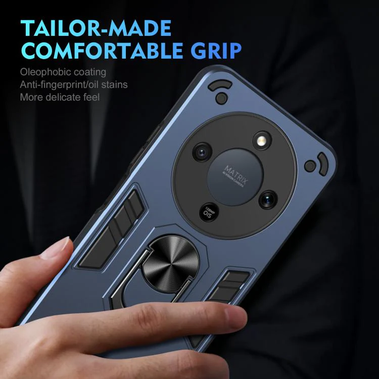 For Honor Magic8 Lite / X9d 5G / X70 5G WANLONFENG Armor Kickstand Shockproof Phone Case with 2pcs Screen Films(Blue) - Image 6