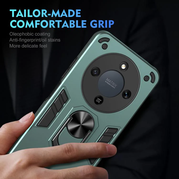 For Honor Magic8 Lite / X9d 5G / X70 5G WANLONFENG Armor Kickstand Shockproof Phone Case with 2pcs Screen Films(Green) - Image 6
