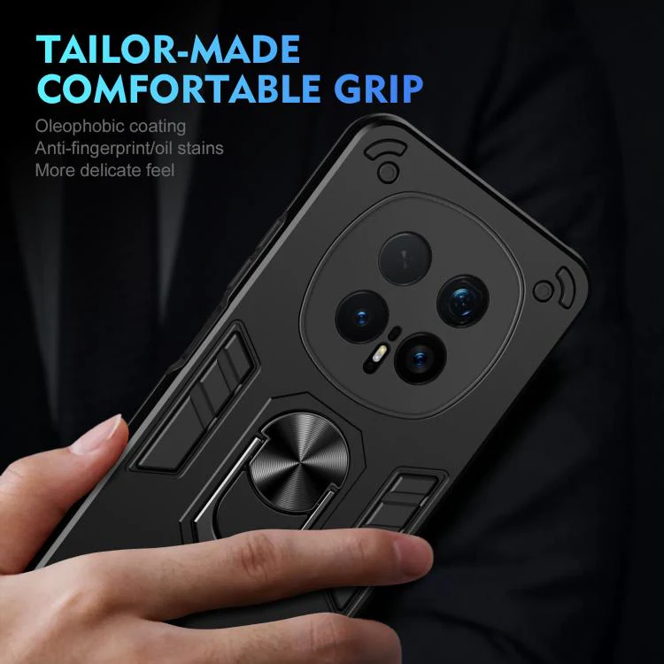 For Honor Magic8 Pro WANLONFENG Armor Kickstand Shockproof Phone Case with 2pcs Screen Films(Black) - Image 6