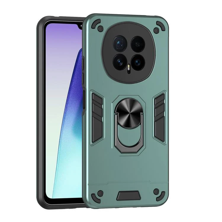 For Honor Magic8 WANLONFENG Armor Kickstand Shockproof Phone Case with 2pcs Screen Films(Green) - Image 2