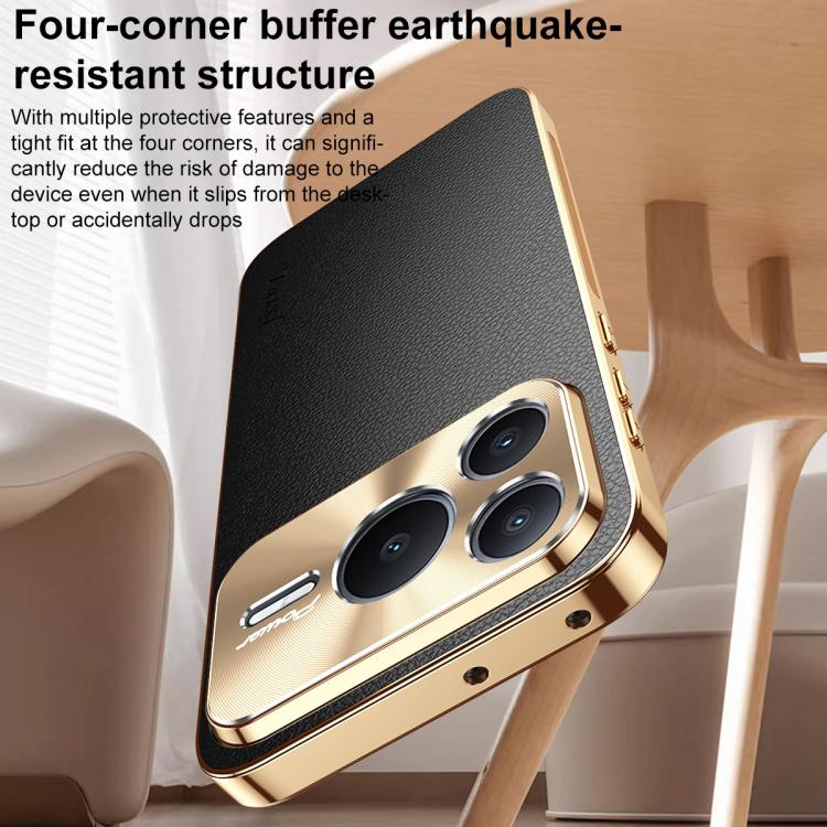 For Honor Power2 Electroplated Frame Litchi Texture PC + TPU Vegan Leather Phone Case(Black) - Image 8