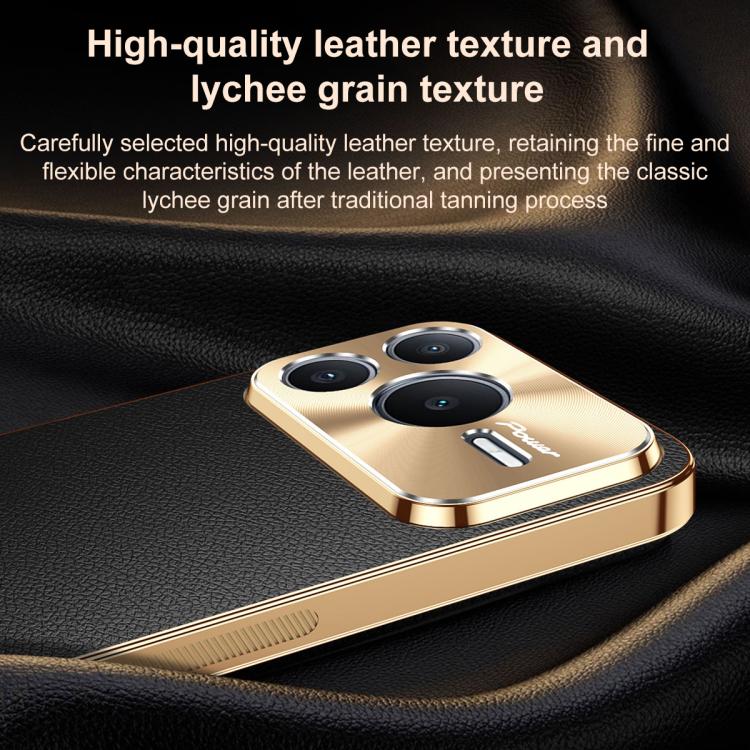 For Honor Power2 Electroplated Frame Litchi Texture PC + TPU Vegan Leather Phone Case(Blue) - Image 4