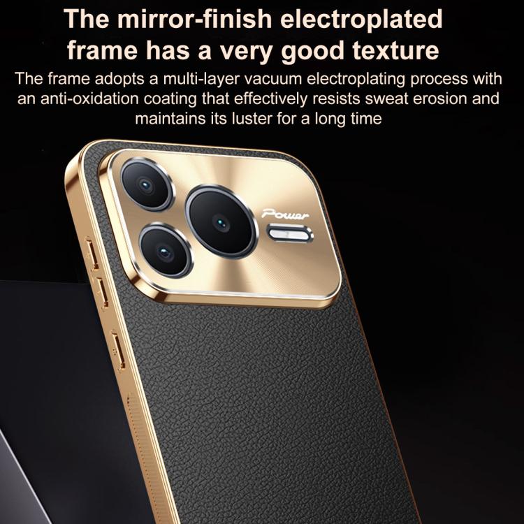 For Honor Power2 Electroplated Frame Litchi Texture PC + TPU Vegan Leather Phone Case(Blue) - Image 5